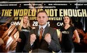 18 December 2014; Boxer Carl Frampton during a press conference ahead of his mandatory IBF World title defence against Mexican American boxer Chris Avalos. Europa Hotel, Belfast, Co. Antrim. Picture credit: Oliver McVeigh / SPORTSFILE