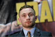 18 December 2014; Boxer Carl Frampton during a press conference ahead of his mandatory IBF World title defence against Mexican American boxer Chris Avalos. Europa Hotel, Belfast, Co. Antrim. Picture credit: Oliver McVeigh / SPORTSFILE