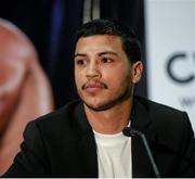 18 December 2014; Boxer Chris Avalos during a press conference ahead of his mandatory IBF World title fight against Carl Frampton. Europa Hotel, Belfast, Co. Antrim. Picture credit: Oliver McVeigh / SPORTSFILE