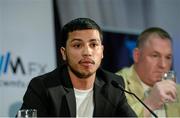 18 December 2014; Boxer Chris Avalos during a press conference ahead of his mandatory IBF World title fight against Carl Frampton. Europa Hotel, Belfast, Co. Antrim. Picture credit: Oliver McVeigh / SPORTSFILE