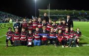 19 December 2014; The Wicklow RFC team with Leinster's Mike McCarthy and Fergus McFadden ahead of their Bank of Ireland Half-Time Minis match at the Guinness PRO12, Round 10, match between Leinster and Connacht at the RDS, Ballsbridge, Dublin. Picture credit: Stephen McCarthy / SPORTSFILE