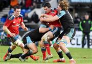 20 December 2014; Munster's Felix Jones is tackled by Glasgow Warriors' Jonny Gray. Guinness PRO12, Round 10, Glasgow Warriors v Munster, Scotstoun Stadium, Glasgow, Scotland. Picture credit: Gary Hutchison / SPORTSFILE