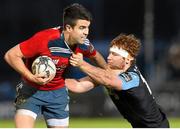 20 December 2014; Conor Murray, Munster, is tackled by Rob Harley, Glasgow Warriors. Guinness PRO12, Round 10, Glasgow Warriors v Munster, Scotstoun Stadium, Glasgow, Scotland. Picture credit: Gary Hutchinson / SPORTSFILE
