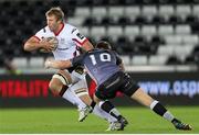 20 December 2014; Roger Wilson, Ulster, is tackled by Dan Biggar, Ospreys. Guinness PRO12, Round 10, Ospreys v Ulster, Liberty Stadium, Swansea, Wales. Picture credit: Steve Pope / SPORTSFILE
