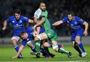 19 December 2014; Tahdg Furlong, Leinster, is tackled by John Muldoon, Connacht. Guinness PRO12, Round 10, Leinster v Connacht. RDS, Ballsbridge, Dublin. Picture credit: Stephen McCarthy / SPORTSFILE