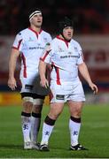 14 December 2014; Declan Fitzpatrick, right, and Robbie Diack, left, Ulster. European Rugby Champions Cup 2014/15, Pool 1, Round 4, Scarlets v Ulster. Parc Y Scarlets, Llanelli, Wales. Picture credit: Stephen McCarthy / SPORTSFILE