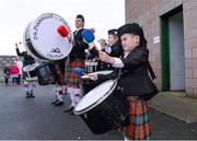 21 December 2014; 7 year old Sean Hinchey, from the Dr. Diarmuid O'Hurley Pipe Band, warms up before going out onto the pitch for the playing of the National Anthem. Tipperary Senior Football Championship Final, Loughmore-Castleiney v Cahir, Leahy Park, Cashel, Co. Tipperary. Picture credit: Matt Browne / SPORTSFILE