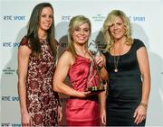 21 December 2014; Cork Camogie team players, from left, Orla Cotter, Anna Geary and Angela Walsh. The team was nominated for the Sport Team of the Year award at the RTÉ Sports Awards 2014. RTÉ Studios, Donnybrook, Dublin. Picture credit: David Maher / SPORTSFILE