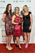 21 December 2014; Cork Camogie team players, from left, Orla Cotter, Anna Geary and Angela Walsh. The team was nominated for the Sport Team of the Year award, at the RTÉ Sports Awards 2014. RTÉ Studios, Donnybrook, Dublin. Picture credit: David Maher / SPORTSFILE