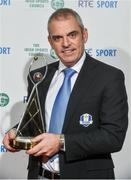 21 December 2014; Paul McGinley, European Ryder Cup captain, who was nominated for the RTE Sport Manager of the Year, at the RTÉ Sports Awards 2014. RTÉ Studios, Donnybrook, Dublin. Picture credit: David Maher / SPORTSFILE