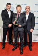 21 December 2014; IBF Super Bantamweight Champion, Carl Frampton, who was nominated for the RTE Sport Person of the Year, with Shane McGuigan and Barry McGuingan at the RTÉ Sports Awards 2014. RTÉ Studios, Donnybrook, Dublin Picture credit: David Maher / SPORTSFILE