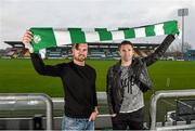 22 December 2014; Shamrock Rovers' Stephen McPhail, left, and LA Galaxy's Robbie Keane at the announcement of a friendly match between Shamrock Rovers and LA Galaxy to be played on February 21st 2015. Tallaght Stadium, Tallaght, Co. Dublin. Photo by Sportsfile