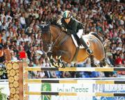 17 August 2007; Ireland's Jessica Kürten, on Castle Forbes Libertina, in action during the Preis von MVV Energie, 2nd Rating FEI European Individual and Team Championship. FEI European Show Jumping Championships 2007, MVV Riding Stadium, Mannheim, Germany. Photo by Sportsfile  *** Local Caption ***