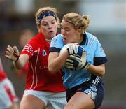 18 August 2007; Maria Kavanagh, Dublin, in action against Valerie Mulcahy, Cork. TG4 All-Ireland Ladies Football Championship Quarter-Final, Cork v Dublin, Wexford Park, Wexford. Picture credit: Brendan Moran / SPORTSFILE  *** Local Caption ***