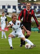 19 August 2007; John Paul Kelly, Bohemians, in action against David Scully, Malahide United. FAI Ford Senior Cup, Third Round, Malahide United v Bohemians, Gannon Park, Coast Road, Malahide, Co. Dublin. Picture credit; Stephen McCarthy / SPORTSFILE