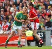 19 August 2007; Meath's Graham Geraghty and Cork's Noel O'Leary clash with each other during the first half. Bank of Ireland All-Ireland Senior Football Championship Semi-Final, Meath v Cork, Croke Park, Dublin. Picture credit; David Maher / SPORTSFILE