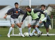 21 August 2007; Republic of Ireland's Richard Dunne in action against team-mates Shane Long, left, and Kevin Kilbane during squad training. Republic of Ireland Squad Training, Gannon Park, Malahide, Co. Dublin. Picture credit: David Maher / SPORTSFILE
