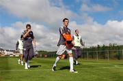 21 August 2007; Republic of Ireland players Darron Gibson, centre, Aiden McGeady, left, and John O'Shea at the end of squad training. Republic of Ireland Squad Training, Gannon Park, Malahide, Co. Dublin. Picture credit: David Maher / SPORTSFILE