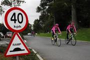 21 August 2007; T-Mobile doctor, Helge Rubonhoff, and rider Frantisek Rabon arrive back to the hotel after a training ride ahead of the start of the Tour of Ireland. Lyrath Estate Hotel, Dublin Road, Co. Kilkenny. Picture credit: Stephen McCarthy / SPORTSFILE *** Local Caption ***