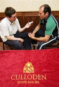 21 August 2007; Ireland's Girvan Dempsey is interviewed after a press conference ahead of their Rugby World Cup Warm-Up game with Italy. Ireland Rugby Press Conference. Culloden Hotel, Belfast, Co. Antrim. Picture credit: Oliver McVeigh / SPORTSFILE