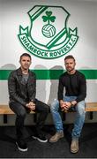 22 December 2014; Shamrock Rovers' Stephen McPhail, right, and LA Galaxy's Robbie Keane at the announcement of a friendly match between Shamrock Rovers and LA Galaxy to be played on February 21st 2015. Tallaght Stadium, Tallaght, Co. Dublin. Photo by Sportsfile
