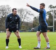 22 December 2014; Leinster's Sean O'Brien, right, and Cian Healy, left, during squad training ahead of their Guinness PRO12, Round 11, match against Munster on Friday. Leinster Rugby Squad Training, UCD, Belfield, Dublin. Picture credit: Stephen McCarthy / SPORTSFILE