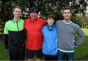 25 December 2014; Greta Hickey, her husband Roy Dooney and their two sons Kevin, left, and Conor before this year's running of the 'Billy Peppard Perpetual Cup'. Each have represent Ireland at an international level during their careers. The Christmas Morning Race, in aid of GOAL, is run in St Annes Park, Raheny, Dublin.  Picture credit: Ray McManus / SPORTSFILE
