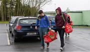 26 December 2014; Cousins Aidan, John and Brian McGrath, Loughmore-Castleiney, arrive for the game. Tipperary Senior Football Championship Final Replay, Loughmore-Castleiney v Cahir, Leahy Park, Cashel, Co. Tipperary. Picture credit: Ray McManus / SPORTSFILE