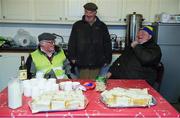 26 December 2014; Maors Mattie Finnerty, left, Michael John O'Dwyer and Joe O'Regan prepare for the cup of tea before the game. Tipperary Senior Football Championship Final Replay, Loughmore-Castleiney v Cahir, Leahy Park, Cashel, Co. Tipperary. Picture credit: Ray McManus / SPORTSFILE