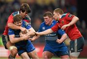 26 December 2014; Gordon D'Arcy, Leinster, is tackled by Donncha O'Callaghan, Munster. Guinness PRO12, Round 11, Munster v Leinster. Thomond Park, Limerick. Picture credit: Stephen McCarthy / SPORTSFILE