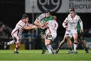 26 December 2014; Ultan Dillane, Connacht, is tackled by Wiehahn Herbst, left, and Callum Black, Ulster. Guinness PRO12, Round 11, Ulster v Connacht, Kingspan Stadium, Ravenhill Park, Belfast, Co. Down. Picture credit: Ramsey Cardy / SPORTSFILE