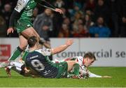 26 December 2014; Craig Gilroy, Ulster, goes over to score his side's first try. Guinness PRO12, Round 11, Ulster v Connacht, Kingspan Stadium, Ravenhill Park, Belfast, Co. Down. Picture credit: Oliver McVeigh / SPORTSFILE