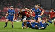 26 December 2014; Andrew Conway, Munster, beats the tackle of Isaac Boss, left, Shane jennungs, Dave Kearney and Darragh Fanning, Leinster, on his way to scoring his side's second try. Guinness PRO12, Round 11, Munster v Leinster, Thomond Park, Limerick.  Picture credit: Brendan Moran / SPORTSFILE