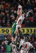 26 December 2014; John Muldoon, Connacht, competes in a line-out against Franco van der Merwe, Ulster. Guinness PRO12, Round 11, Ulster v Connacht, Kingspan Stadium, Ravenhill Park, Belfast, Co. Down. Picture credit: Ramsey Cardy / SPORTSFILE