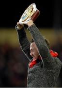 26 December 2014; WBO middleweight champion Andy Lee is presented to the crowd with his belt at half-time. Guinness PRO12, Round 11, Munster v Leinster, Thomond Park, Limerick. Picture credit: Brendan Moran / SPORTSFILE