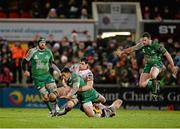 26 December 2014; Bundee Aki, Connacht, is tackled by Clive Ross, Ulster. Guinness PRO12, Round 11, Ulster v Connacht, Kingspan Stadium, Ravenhill Park, Belfast, Co. Down. Picture credit: Oliver McVeigh / SPORTSFILE