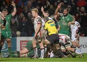 26 December 2014; Connacht pushing over for their only try, scored by Aly Muldowney, late in the second half. Guinness PRO12, Round 11, Ulster v Connacht, Kingspan Stadium, Ravenhill Park, Belfast, Co. Down. Picture credit: Oliver McVeigh / SPORTSFILE