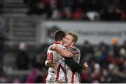 26 December 2014; Ulster's Paddy Jackson, left, and Stuart Olding at the final whistle. Guinness PRO12, Round 11, Ulster v Connacht, Kingspan Stadium, Ravenhill Park, Belfast, Co. Down. Picture credit: Ramsey Cardy / SPORTSFILE