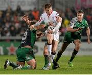 26 December 2014; Craig Gilroy, Ulster, is tackled by John Cooney, Connacht. Guinness PRO12, Round 11, Ulster v Connacht, Kingspan Stadium, Ravenhill Park, Belfast, Co. Down. Picture credit: Oliver McVeigh / SPORTSFILE