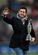 26 December 2014; Golfer Rory McIlroy during a lap of honour with the Claret Jug at half-time. Guinness PRO12, Round 11, Ulster v Connacht, Kingspan Stadium, Ravenhill Park, Belfast, Co. Down. Picture credit: Ramsey Cardy / SPORTSFILE