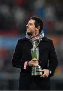 26 December 2014; Golfer Rory McIlroy during a lap of honour with the Claret Jug at half-time. Guinness PRO12, Round 11, Ulster v Connacht, Kingspan Stadium, Ravenhill Park, Belfast, Co. Down. Picture credit: Ramsey Cardy / SPORTSFILE