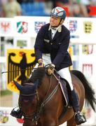 19 August 2007; Ireland's Jessica Kürten, on Castle Forbes Libertina, shows her disappointment after jumping the last fence in the 3th Rating FEI European Individual Championship, 1st Round. FEI European Show Jumping Championships 2007, MVV Riding Stadium, Mannheim, Germany. Photo by Sportsfile  *** Local Caption ***