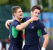 19 August 2007; Ireland's Mark Gleghorne, left, celebrates his goal with team-mate with Iain Lewers. 2007 EuroHockey Nations Championships, Mens, Pool B, Ireland v Spain, Belle Vue Hockey Centre, Kirkmanshulme Lane, Belle Vue, Manchester, England. Picture credit: Oliver McVeigh / SPORTSFILE