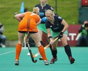 20 August 2007; Nikki Symmons, Ireland, in action against Miek van Geenhuizen, Netherlands. 2007 EuroHockey Nations Championships, Womens, Pool A, Ireland v Netherlands, Belle Vue Hockey Centre, Kirkmanshulme Lane, Belle Vue, Manchester, England. Picture credit: Pat Murphy / SPORTSFILE