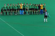 21 August 2007; The Ireland players stand for the national anthem before the game. 2007 EuroHockey Nations Championships, Mens, Pool B, Ireland v Netherlands, Belle Vue Hockey Centre, Kirkmanshulme Lane, Belle Vue, Manchester, England. Picture credit: Pat Murphy / SPORTSFILE