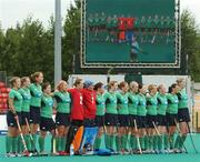 21 August 2007; The Ireland team stand for the national anthems. 2007 EuroHockey Nations Championships, Womens, Pool A, Ireland v Italy, Belle Vue Hockey Centre, Kirkmanshulme Lane, Belle Vue, Manchester, England. Picture credit: Pat Murphy / SPORTSFILE