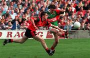 26 September 1999; Alan Dillon of Mayo in action against Brendan Grant of Down during the All-Ireland Minor Football Championship Finall match between Down and Mayo at Croke Park in Dublin. Photo by Matt Browne/Sportsfile
