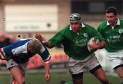 3 March 2000; Andy Ward of Ireland holds off a tackle by Ezio Galon of Italy during the Six Nations A Rugby Championship match between Ireland and Italy at Donnybrook Stadium in Dublin. Photo by Matt Browne/Sportsfile