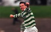 16 January 2000; Billy Woods of Shamrock Rovers celebrates his last minute winning goal during the Eircom League Premier Division match between Shamrock Rovers and St Patrick's Athletic at Morton Stadium in Santry, Dublin. Photo by David Maher/Sportsfile