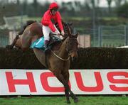 16 January 2000; Copper Supreme, with Gareth Cotter up, clears the last on his way to winning the European Breeders Fund Tattersalls Ireland Mares Novice Steeplechase at Fairyhouse Racecourse in Meath. Photo by Ray McManus/Sportsfile